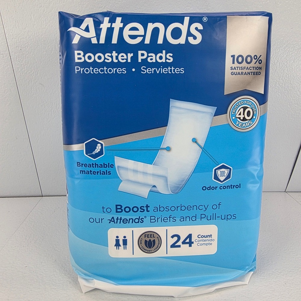 Attends Booster Pads 24 Count Incontinence Liner BST0192 Unisex Odor Control